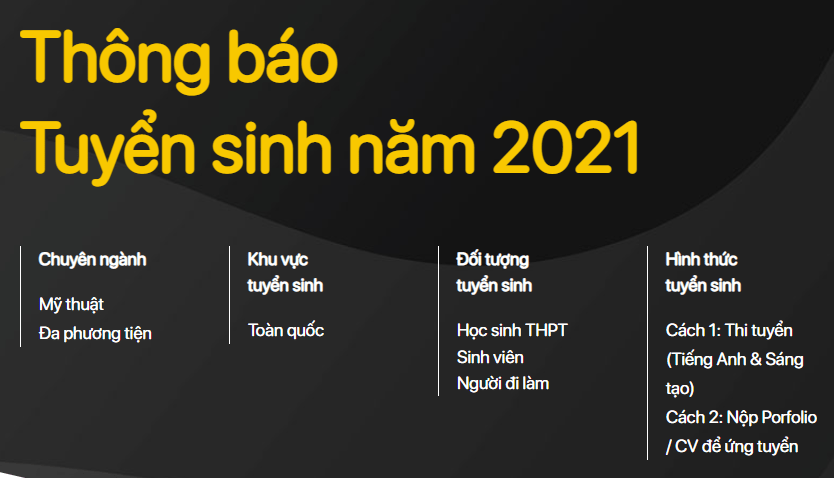 Thông báo tuyển sinh thiết kế đồ họa 2021