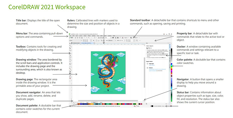 Hình ảnh mô phỏng giao diện phần mềm thiết kế đồ họa CorelDRAW