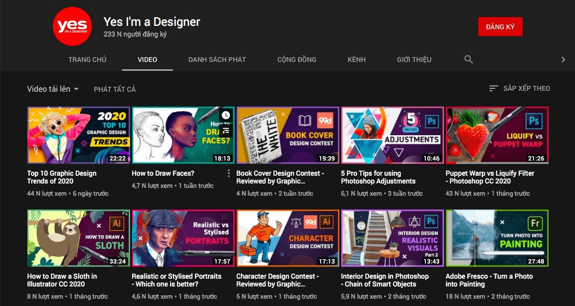 Kênh Youtube cho người mới học thiết kế đồ họa