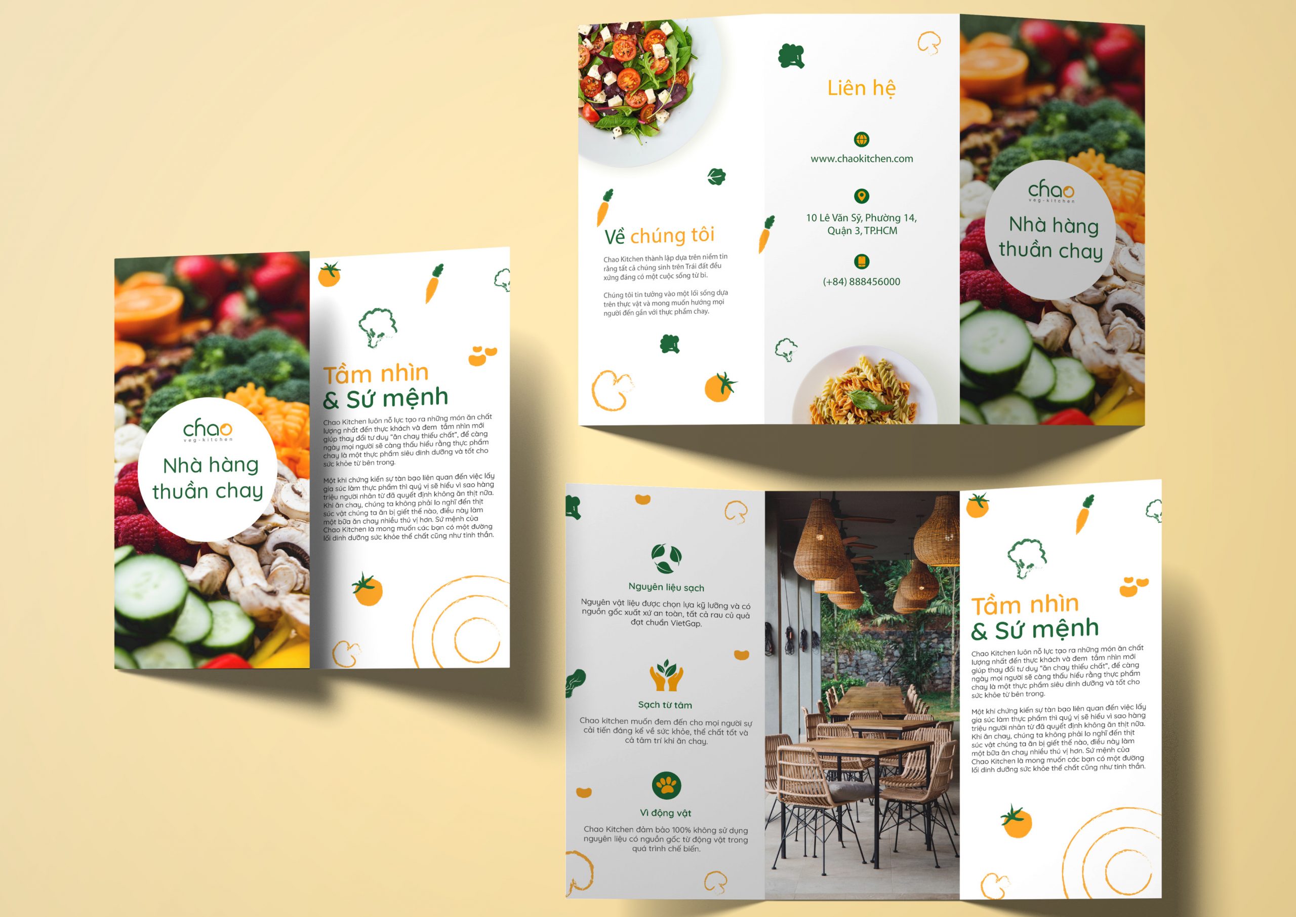 Bộ nhận diện thương hiệu Nhà hàng chay CHAO KITCHEN - Arena Multimedia - Đào tạo Thiết kế chuẩn Quốc tế