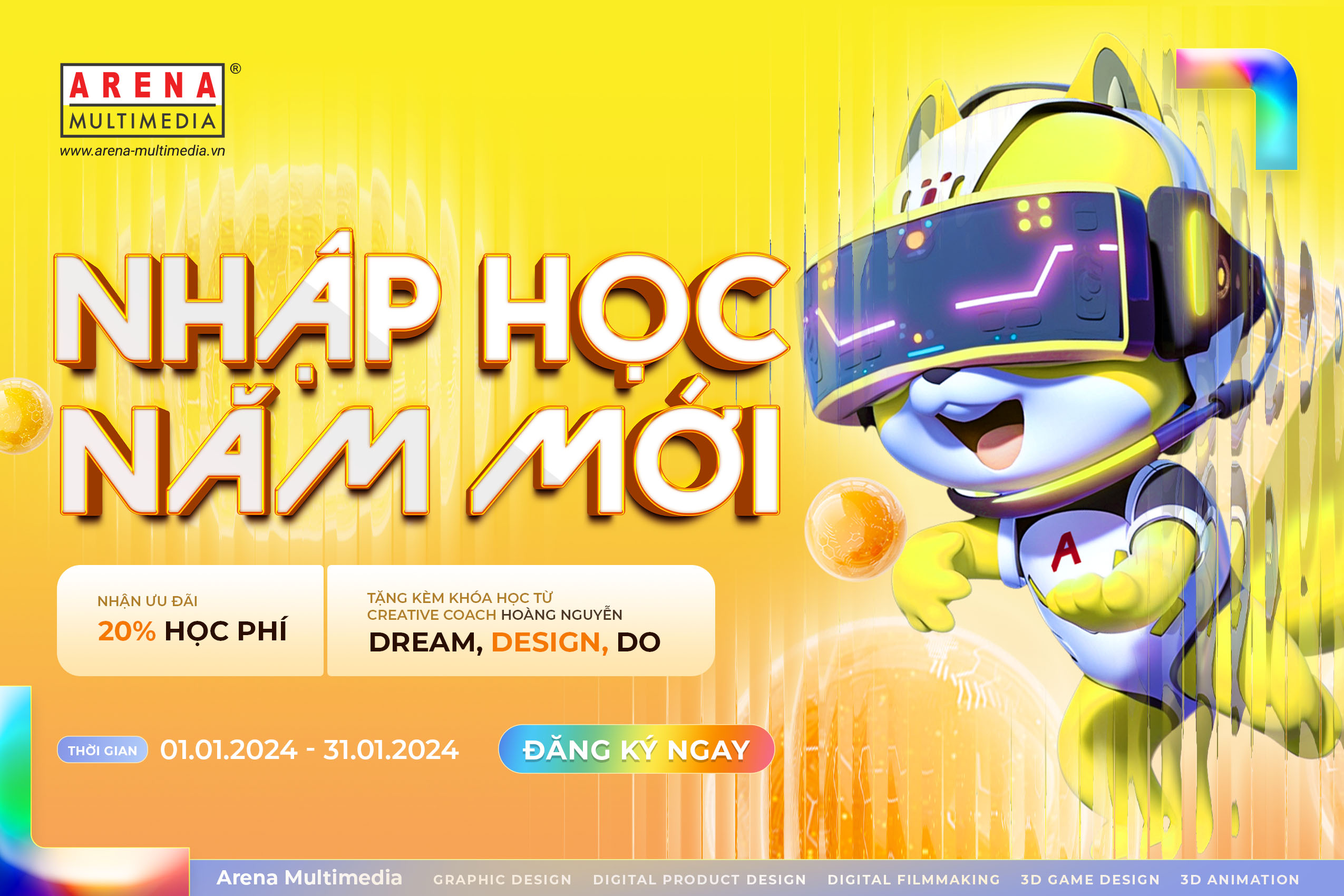 Arena Multimedia ưu đãi 20% học phí, tặng khóa học kỹ năng cho học viên nhập học trong tháng 1