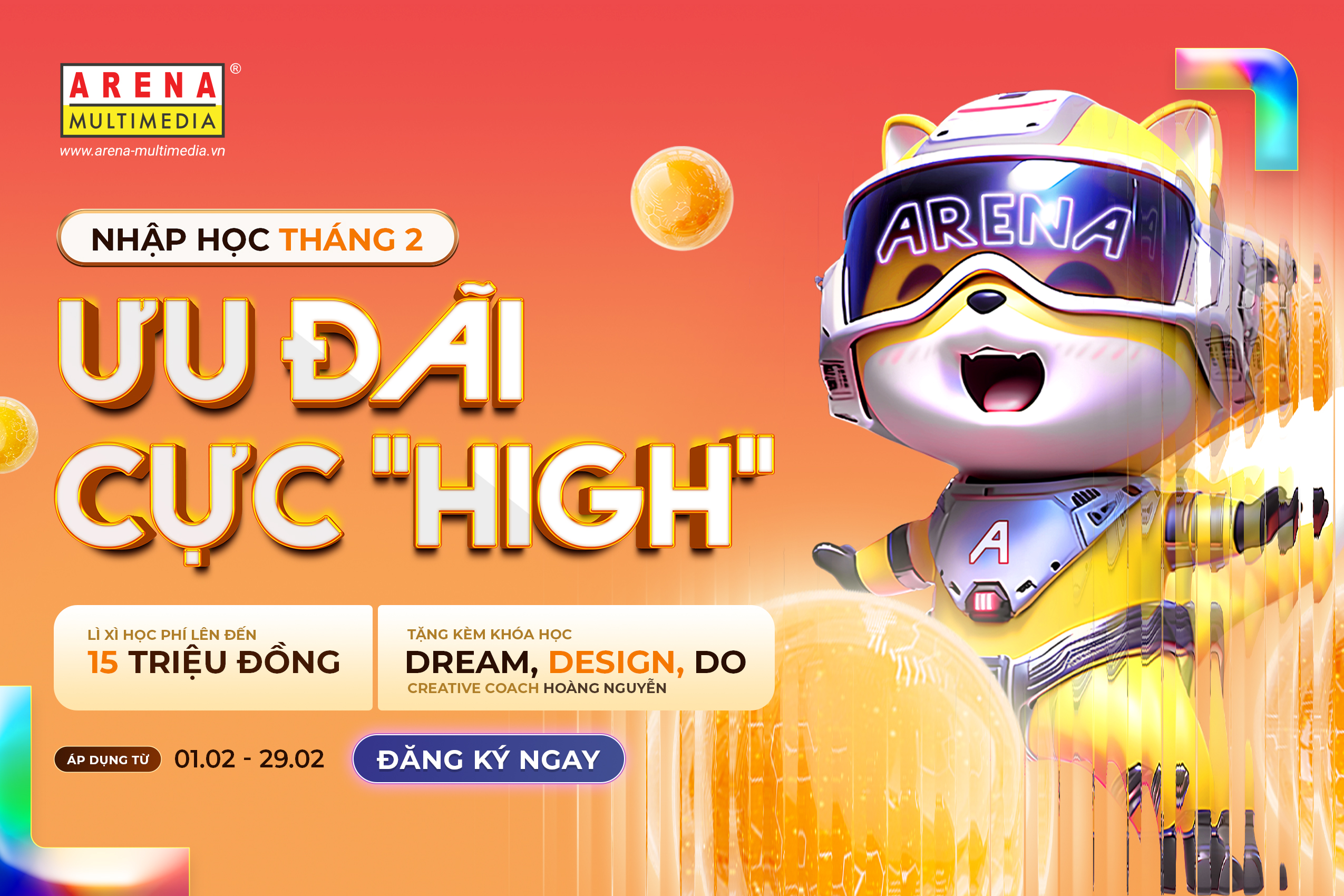 Arena Multimedia lì xì học phí 15 triệu đồng kèm khóa học Sáng tạo cho học viên nhập học tháng 2
