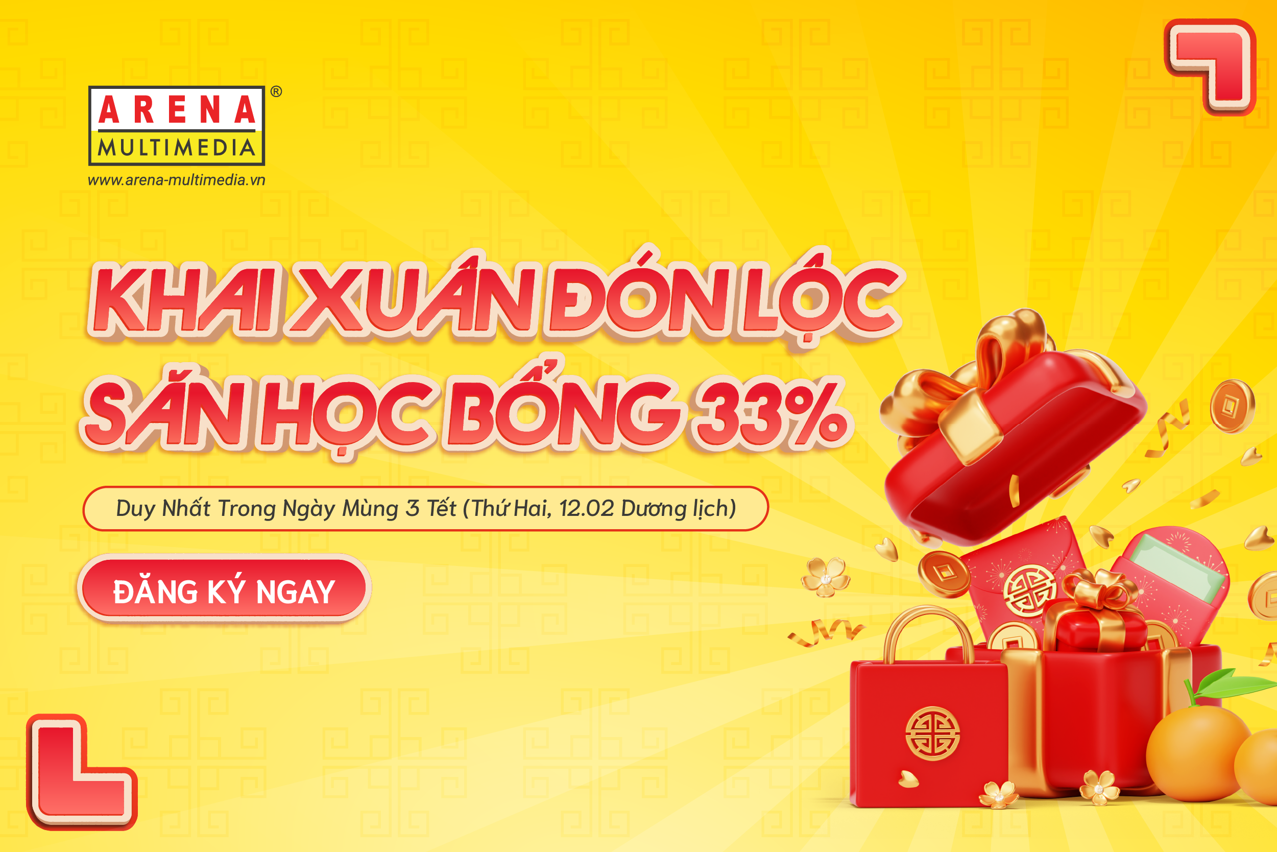 Săn ưu đãi học phí lên đến 33% cùng Arena Multimedia, duy nhất trong Mùng 3 Tết Giáp Thìn