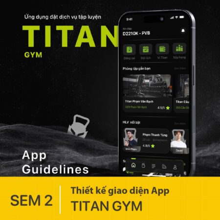 Thiết kế giao diện App Ứng dụng đặt dịch vụ tập luyện Titan Gym